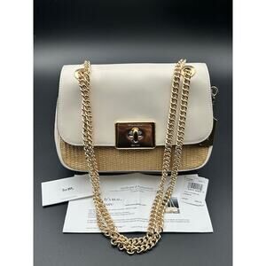 COACH Cassidy Straw Leather Chain Bag Turnlock Purse Coastal Chic OBX Show - COA